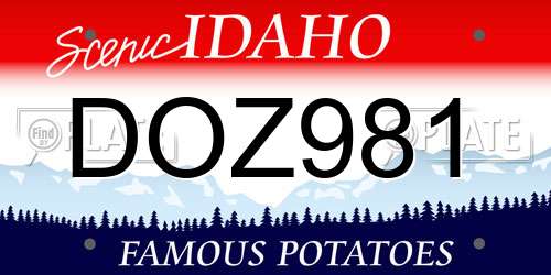 DOZ981 Idaho License Plate