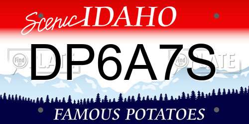 DP6A7S Idaho License Plate