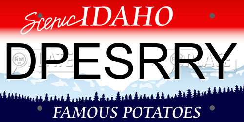 DPESRRY Idaho License Plate