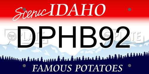 DPHB92 Idaho License Plate