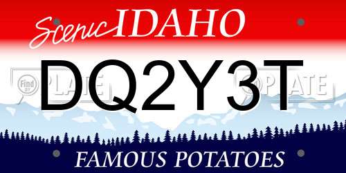 DQ2Y3T Idaho License Plate