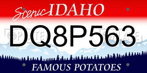 DQ8P563 Idaho License Plate