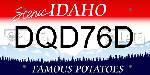DQD76D Idaho License Plate