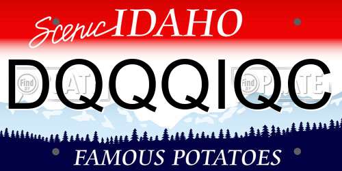 DQQQIQC Idaho License Plate
