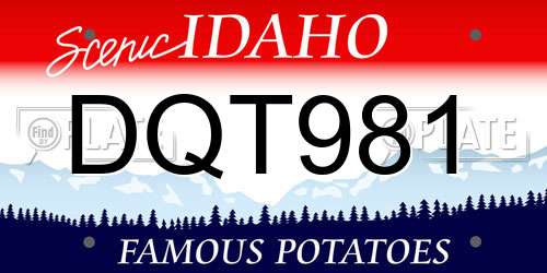 DQT981 Idaho License Plate