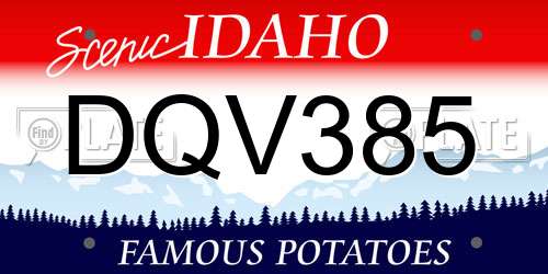 DQV385 Idaho License Plate