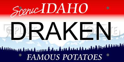 DRAKEN Idaho License Plate