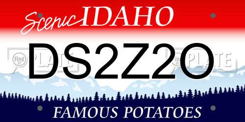 DS2Z2O Idaho License Plate