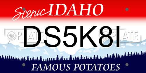 DS5K8I Idaho License Plate