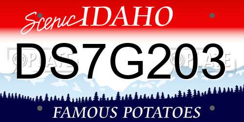DS7G203 Idaho License Plate
