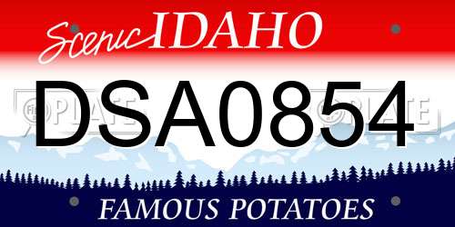 DSA0854 Idaho License Plate