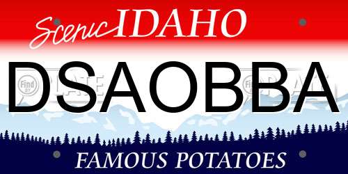 DSAOBBA Idaho License Plate