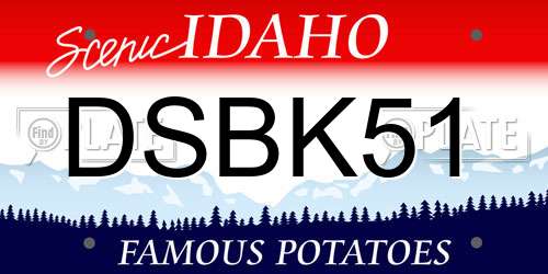 DSBK51 Idaho License Plate