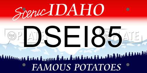 DSEI85 Idaho License Plate