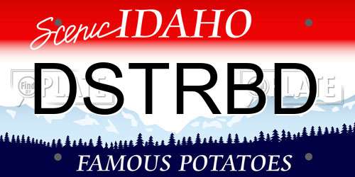 DSTRBD Idaho License Plate