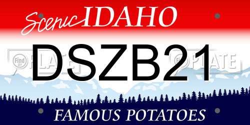 DSZB21 Idaho License Plate