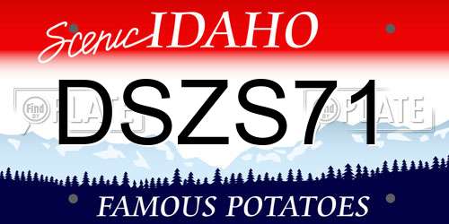 DSZS71 Idaho License Plate