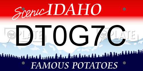 DT0G7C Idaho License Plate