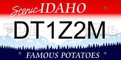 DT1Z2M Idaho License Plate