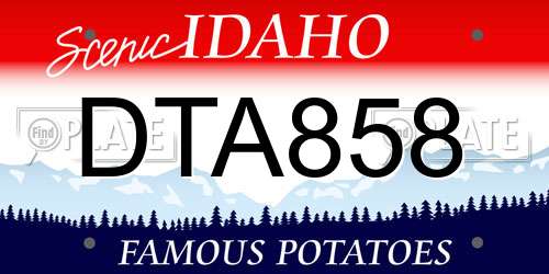 DTA858 Idaho License Plate