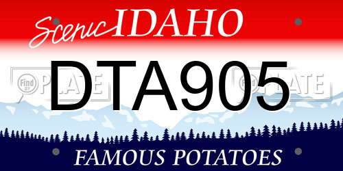 DTA905 Idaho License Plate