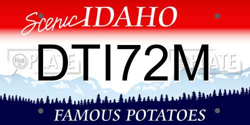 DTI72M Idaho License Plate