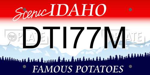 DTI77M Idaho License Plate