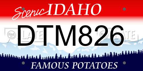 DTM826 Idaho License Plate