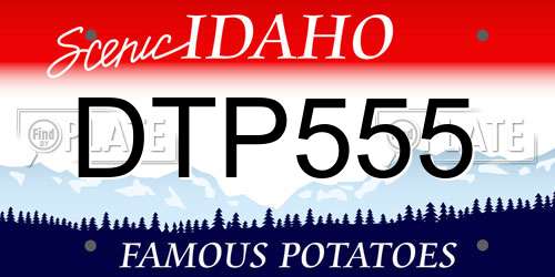 DTP555 Idaho License Plate