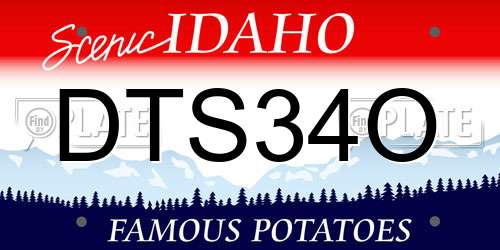 DTS34O Idaho License Plate