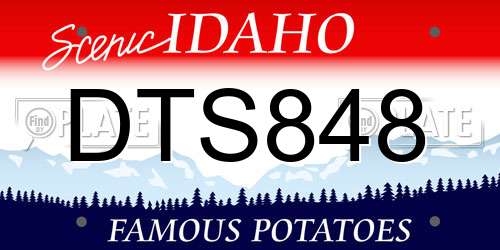 DTS848 Idaho License Plate