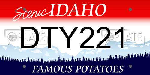 DTY221 Idaho License Plate