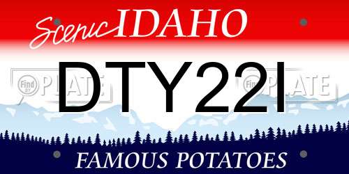 DTY22I Idaho License Plate