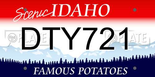 DTY721 Idaho License Plate