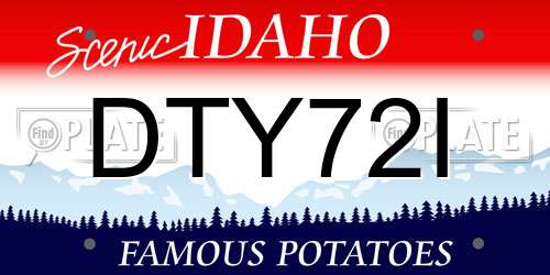DTY72I Idaho License Plate