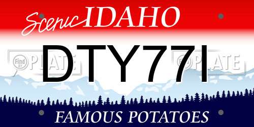 DTY77I Idaho License Plate
