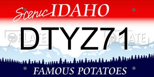 DTYZ71 Idaho License Plate