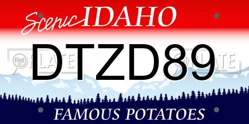 DTZD89 Idaho License Plate