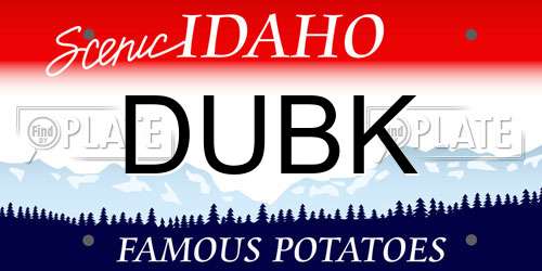 DUBK Idaho License Plate