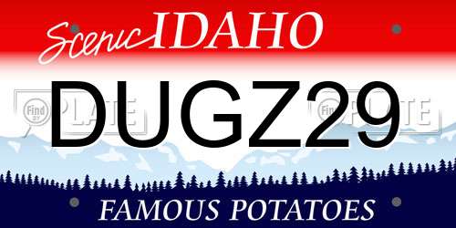 DUGZ29 Idaho License Plate
