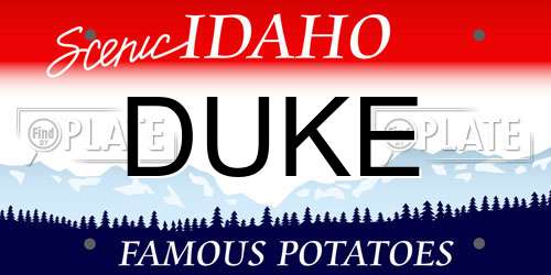 DUKE Idaho License Plate