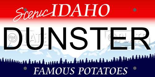 DUNSTER Idaho License Plate