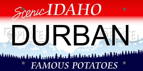 DURBAN Idaho License Plate
