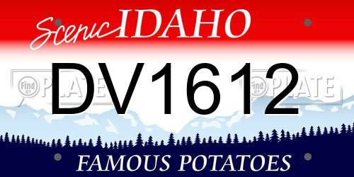 DV1612 Idaho License Plate