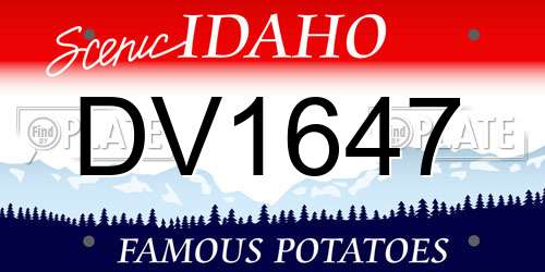 DV1647 Idaho License Plate