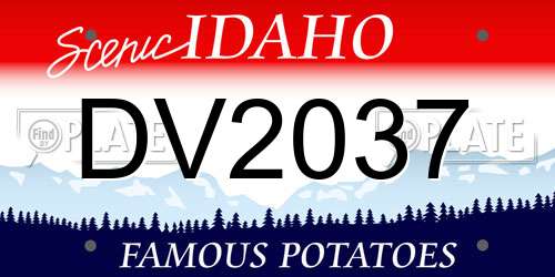 DV2037 Idaho License Plate
