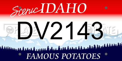 DV2143 Idaho License Plate