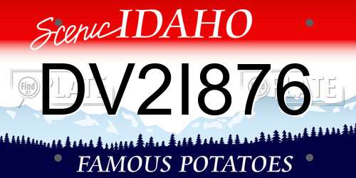 DV2I876 Idaho License Plate