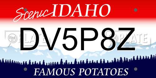 DV5P8Z Idaho License Plate