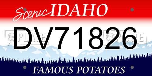 DV71826 Idaho License Plate